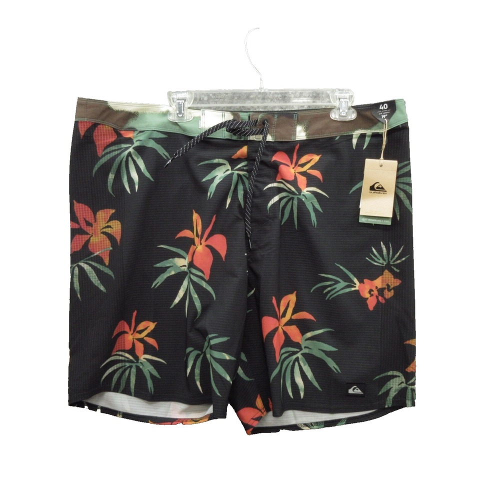 Quicksilver Board Shorts Mens 40 Hawaiian Floral High Line Active Stretch New